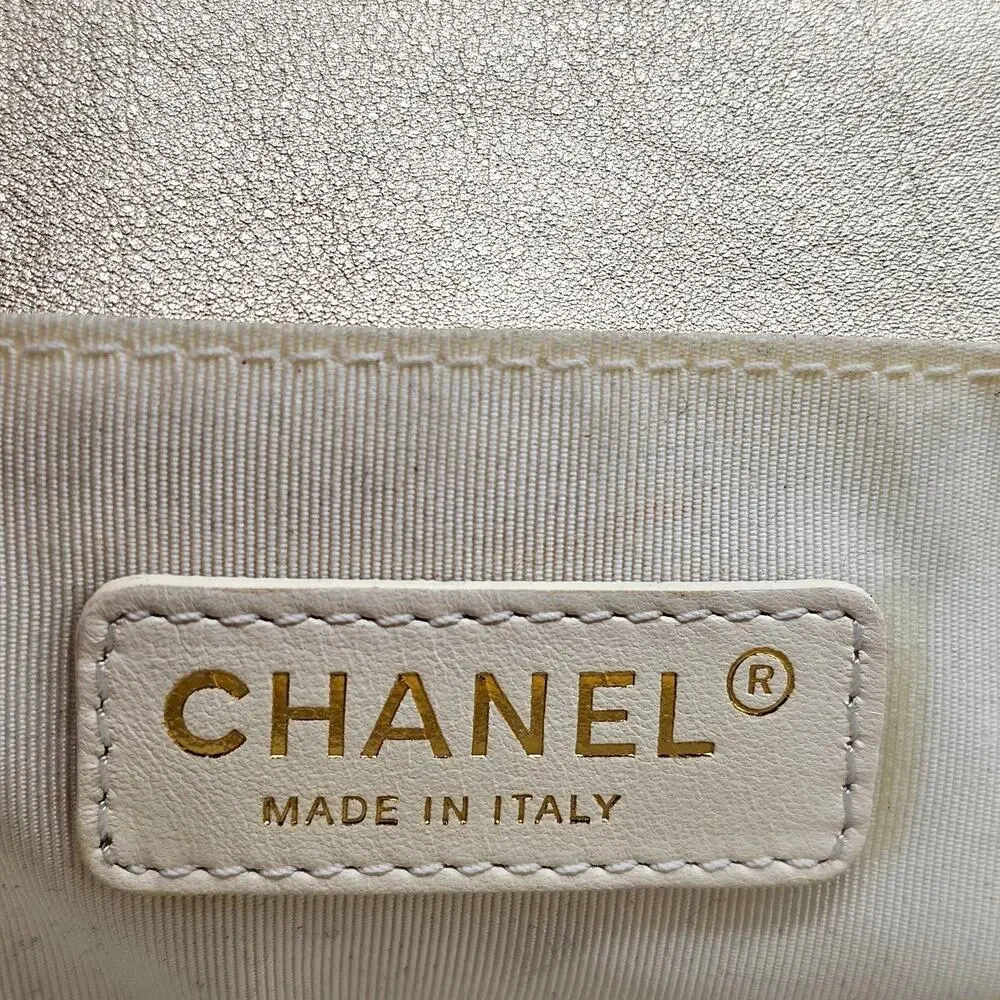 Chanel Medium Boy Perforated Gold Leather with Antique GHW